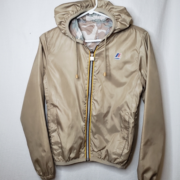 2-in-1 K-Way Women's XS Camo Army Print REVERSIBLE Packable Windbreaker Ja… - Picture 6 of 10